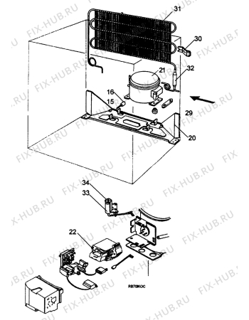 Взрыв-схема холодильника Zanussi ZFT70 - Схема узла Cooling system 017